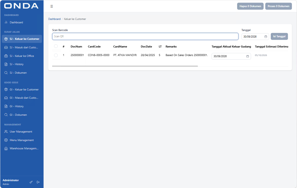 Onda Dokumen Tracker screenshot 3 (Fullstack)