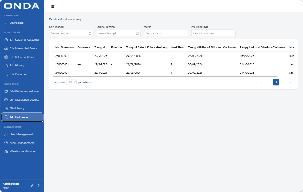 Onda Dokumen Tracker screenshot 4 (Fullstack)