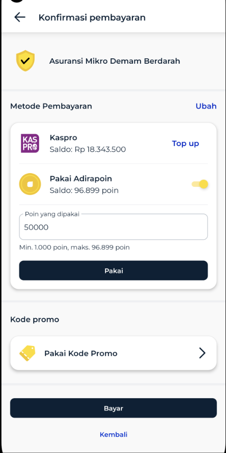 Adiraku (Micro Insurance) screenshot 3 (Mobile)
