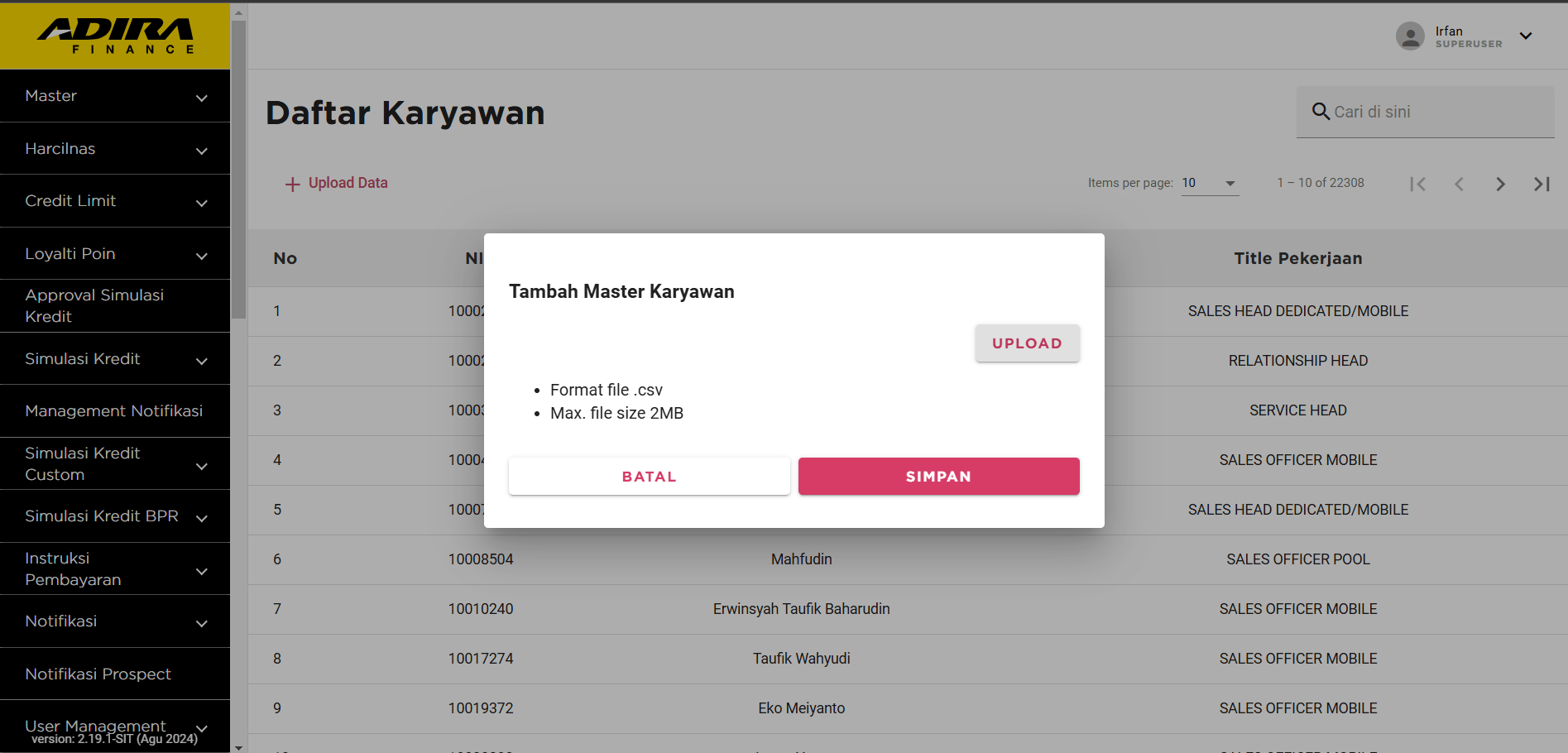 Adiraku Dashboard screenshot 2 (Web)