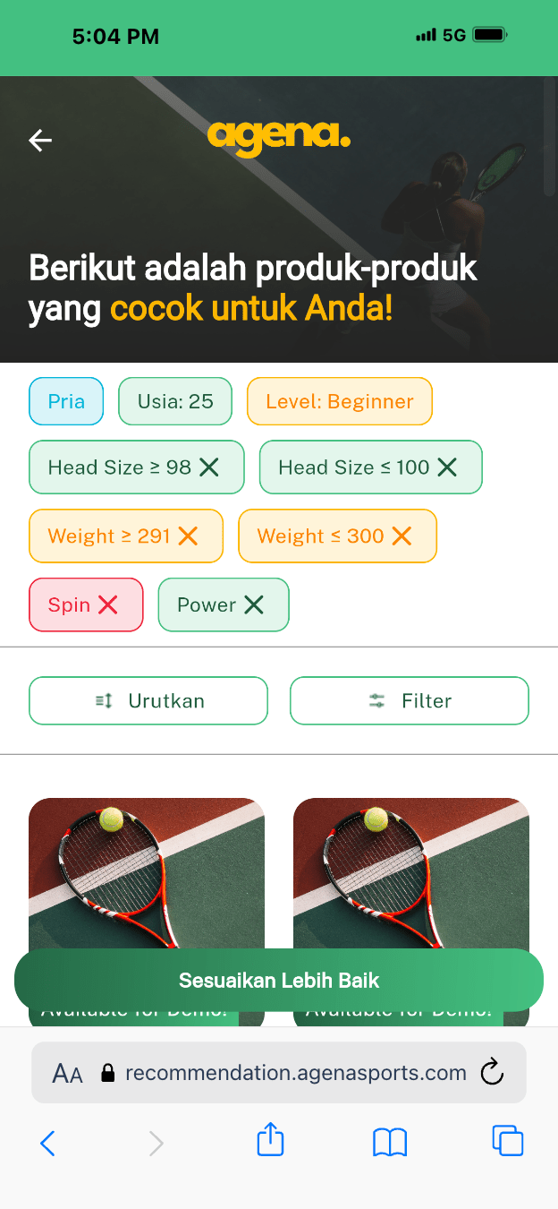Agena Tennis screenshot 3 (Mobile)