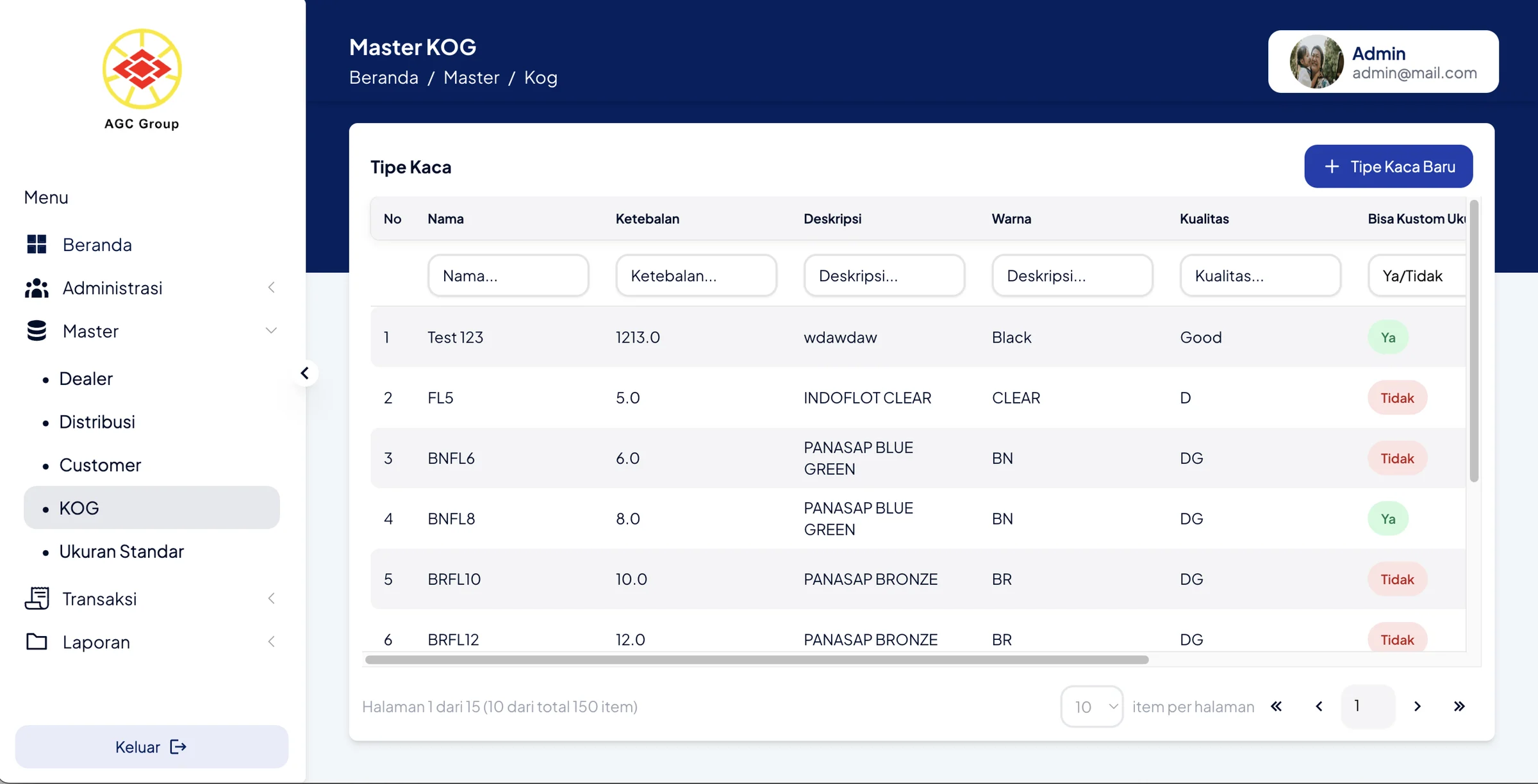 Asahimas Dashboard screenshot 2 (Web)